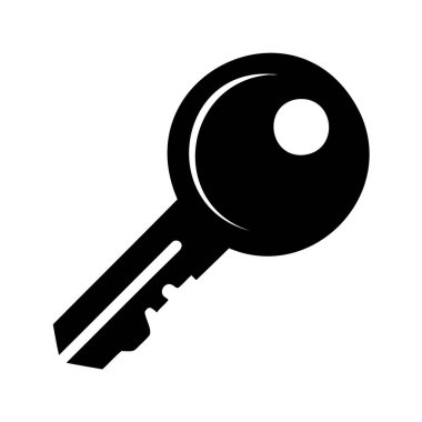 Modern bir kapı ya da dolap anahtarının basit siyah beyaz görüntüsü