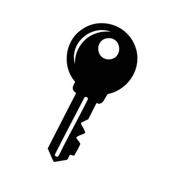 Beyaz arkaplanda izole edilmiş basit bir siyah metal anahtarı tasviri