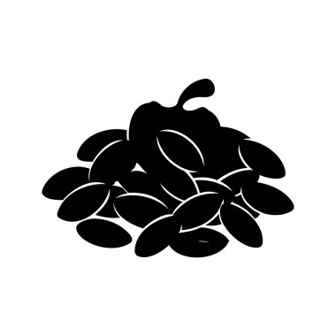 Tohum ya da fasulye yığınının stilize edilmiş siyah çizimi, muhtemelen keten.