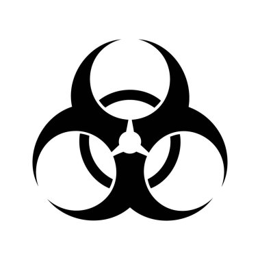 Temiz beyaz arkaplan resmine karşı koyu siyah biyo tehlike sembolü