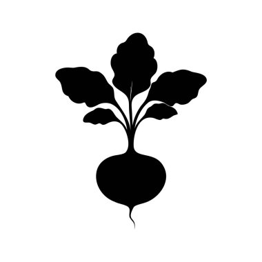 Beyaz arka planda yaprakları olan bir pancarın silüeti