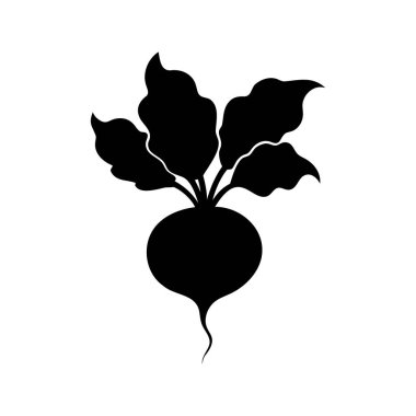 Lezzetli yeşil yapraklı pancar kökünün zarif siyah silueti