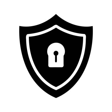 Güvenlik ve koruma simgesi resimlemesi için anahtar deliğine sahip siyah kalkan