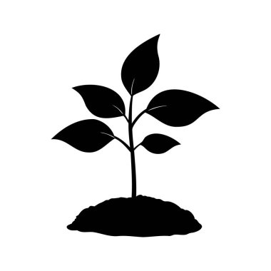 Topraktan büyüyen bir bitkinin siyah silueti büyümeyi ve umudu simgeliyor.
