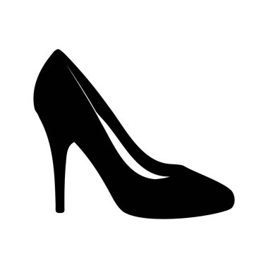 Beyaz arkaplanda izole edilmiş zarif yüksek topuklu ayakkabı silueti