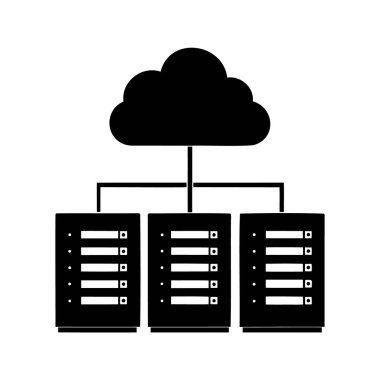 Basit simge tasarımı biçiminde sunucuları olan bulut hesaplama mimarisi