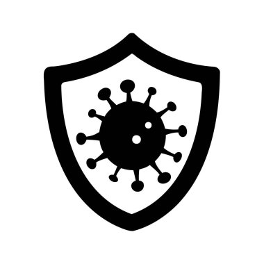 Koronavirüsten koruyan kalkan simgesi, güvenlik ve sağlık önlemlerini temsil ediyor