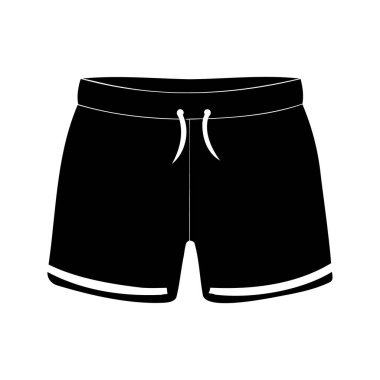 Beyaz ipli ve beyaz çizgili basit siyah atletik şortlar.