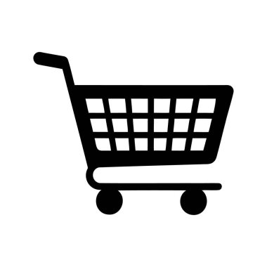 Basit ve temiz tasarımı olan siyah beyaz alışveriş arabası simgesi