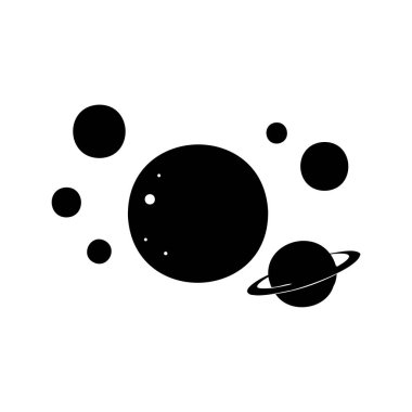 Gezegenlerin ve ayların tek renkli temsili veya basit gök cisimleri düzeni