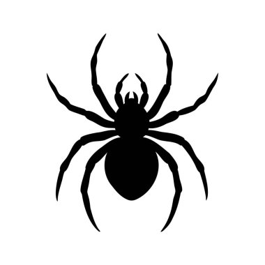 Korkunç örümcek silueti, sekiz bacaklı ve tehditkar çeneli, uğursuz örümceksi örümceksi.