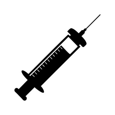 İğne ya da aşı amaçlı bir şırınga tıbbi aracının silüeti