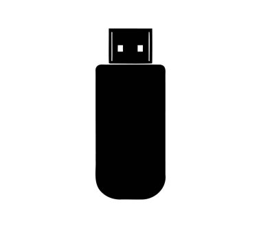 Veri depolama ve aktarımı için basit siyah beyaz USB sürücüsü çizimi