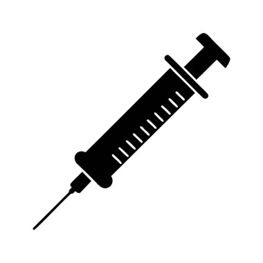 Siyah şırınga ikonu, aşı tedavisi illüstrasyonu için tıbbi enjeksiyon