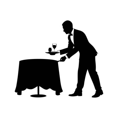 Siyah Masa 'da içki servisi yapan bir garsonun silueti.