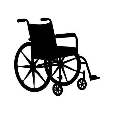 Hareket kabiliyeti için tekerlekli sandalyenin siyah beyaz çizimi