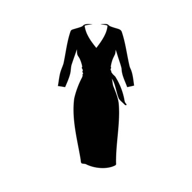 Üç Çeyrek Kollu Zarif Siyah Sarma Elbisesi