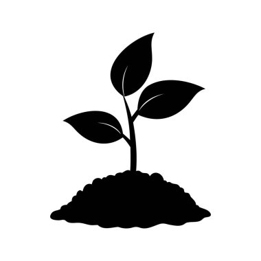 Topraktan filizlenen genç bir bitkinin silueti, büyümenin ve yaşamın sembolü.