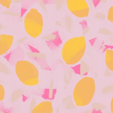 Modern tasarımlar için modaya uygun soyut arka plan. Parlak renklerde dokulu çizgiler ve limonların ilginç bir kombinasyonu. Arka plan, kapak, kumaş baskısı ve ayrıca iç mimari resim için ideal.