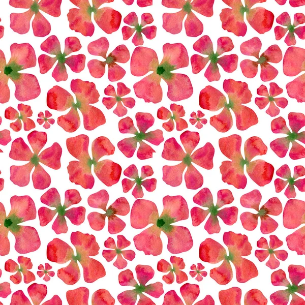 Bezszwowy Wzór Kwiatowy Akwarelowe Tło Czerwonymi Różowymi Abstrakcyjnymi Kwiatami Tkanin — Zdjęcie stockowe
