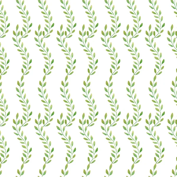 Цветные Зеленые Листья Травяной Узор Акварель Цветочный Фон Зеленым Листом — стоковое фото