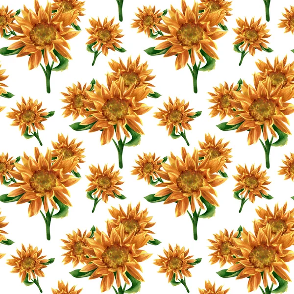 Fondo Floral Brillante Con Flor Amarilla Naranja Hoja Verde Para — Foto de Stock