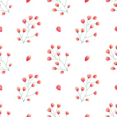 Kusursuz çiçek deseni. Suluboya arkaplan pembe soyut çiçekler ve tekstil, duvar kağıtları, ev dekorasyonu için taç yaprakları