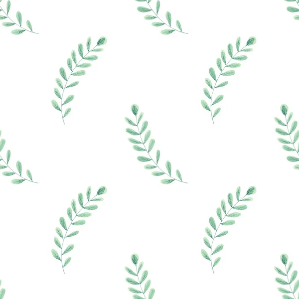 无缝花花纹 纺织品 家居装饰用绿叶水彩背景 — 图库照片