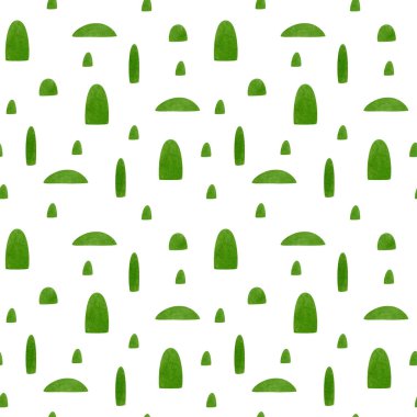 Sevimli çocuklar. Kusursuz suluboya arkaplan, yeşil geometrik süs, tekstil, kumaş, duvar kağıtları için