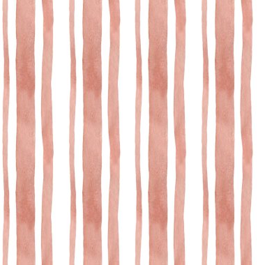 Kusursuz kahverengi çizgili arka plan. Kumaş dokusu, tekstil, duvar kağıdı, ev dekorasyonu, tatil süslemeleri için suluboya el çizimi deseni