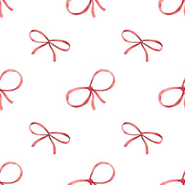 Kırmızı pruva suluboya arka plan. Çocuklar için güzel kırmızı ve pembe fiyonklu kusursuz el çizimleri tekstil, duvar kağıtları, sevgililer günü ambalaj kağıtları.