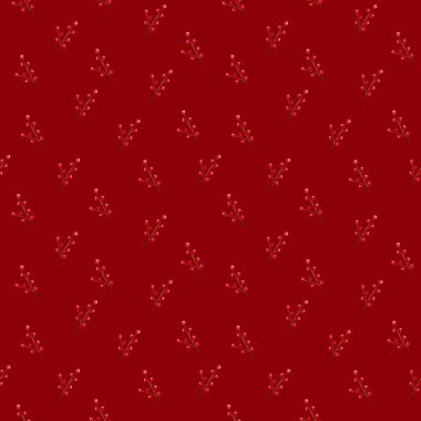 Noel arkaplanı. Sarma kağıdı, tekstil baskısı, kumaş, tatil el sanatları için çoban üzümü dalıyla kusursuz suluboya deseni.