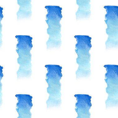 Mavi suluboya arka plan lekeleri. Duvar kağıtları tasarımı, tekstil, kumaş dokusu için el çizimi, leke, leke ile kusursuz soyut desen