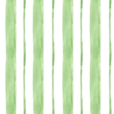 Yeşil çizgili arka plan. Lekeli, leke, leke, duvar kağıdı, tekstil, yatak örtüsü, kumaş dokusu olan kusursuz bir suluboya deseni.