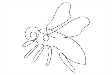 Arı uçuşu güzel ve tek çizgi sanatı ve izole edilmiş minimalist ana hatlı vektör simgesidir