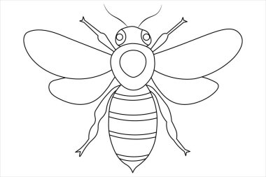 Arı uçuşu güzel ve tek çizgi sanatı ve izole edilmiş minimalist ana hatlı vektör simgesidir