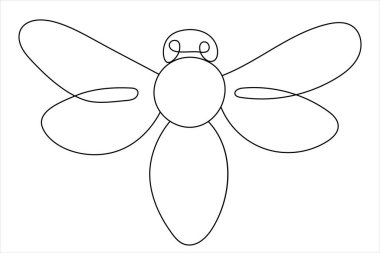 Arı uçuşu güzel ve tek çizgi sanatı ve izole edilmiş minimalist ana hatlı vektör simgesidir