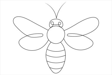 Arı uçuşu güzel ve tek çizgi sanatı ve izole edilmiş minimalist ana hatlı vektör simgesidir