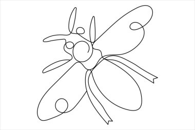 Arı uçuşu güzel ve tek çizgi sanatı ve izole edilmiş minimalist ana hatlı vektör simgesidir