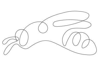 Arı uçuşu güzel ve tek çizgi sanatı ve izole edilmiş minimalist ana hatlı vektör simgesidir