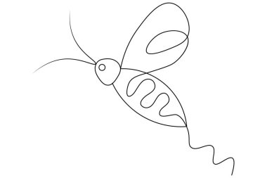 Arı uçuşu güzel ve tek çizgi sanatı ve izole edilmiş minimalist ana hatlı vektör simgesidir