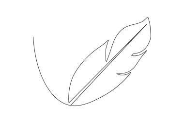 Kuş tüyü aralıksız bir çizgi çizimi ve resim vektörü simgesinin siyah beyazı