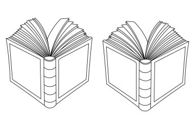 Kitap Sürekliliği tek satır sanat ve çizim vektörü beyaz arkaplan üzerinde satır biçimi