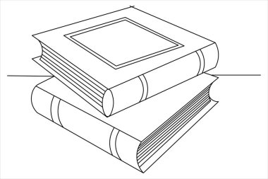 Kitap Sürekliliği tek satır sanat ve çizim vektörü beyaz arkaplan üzerinde satır biçimi