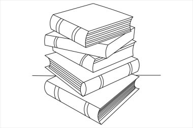 Kitap Sürekliliği tek satır sanat ve çizim vektörü beyaz arkaplan üzerinde satır biçimi