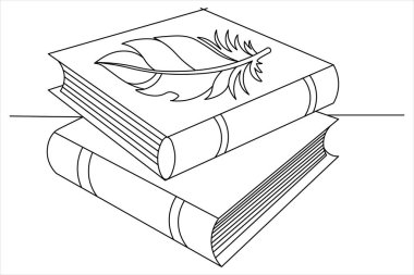 Aralıksız Tek Satır Sanat Vektörü Kitabı beyaz arkaplan üzerine satır biçimi