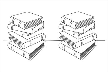 Aralıksız Tek Satır Sanat Vektörü Kitabı beyaz arkaplan üzerine satır biçimi