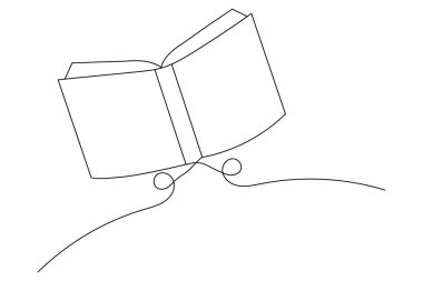 Aralıksız Tek Satır Sanat Vektörü Kitabı beyaz arkaplan üzerine satır biçimi