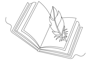 Aralıksız Tek Satır Sanat Vektörü Kitabı beyaz arkaplan üzerine satır biçimi