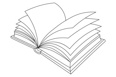 Aralıksız Tek Satır Sanat Vektörü Kitabı beyaz arkaplan üzerine satır biçimi